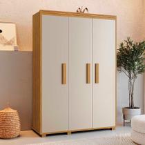 Guarda Roupa Solteiro 3 Portas 124 cm Cinamomo Off White