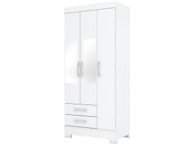 Guarda-Roupa Solteiro 3 Portas 2 Gavetas com Espelho Branco/Branco/Rosa Be16 - Briz Guarda-Roupa Solteiro 3 Portas 2 Gavetas com Espelho Branco/Branco/Rosa Be16 - Briz