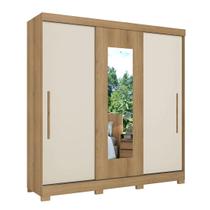 Guarda Roupa Solteiro 3 Portas 2 Gavetas com Espelho Genebra