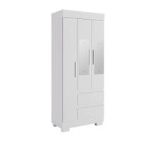 Guarda Roupa Solteiro 3 Portas 2 Gavetas Com Espelho Maya Acp Móveis Branco