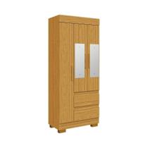 Guarda Roupa Solteiro 3 Portas 2 Gavetas Com Espelho Maya Acp Móveis Cinamomo