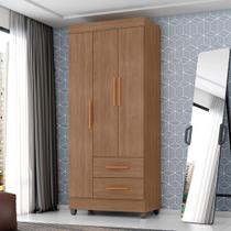 Guarda Roupa Solteiro 3 Portas 2 Gavetas com Pés Lite Marrom/Carvalho/Oak