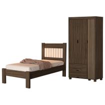 Guarda Roupa Solteiro 3 Portas 2 Gavetas e Cama Bela Mdf Chocolate Off Milani Movelaria Guarda Roupa Solteiro 3 Portas 2 Gavetas e Cama Bela Mdf Chocolate Off Milani Movelaria