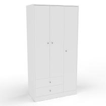 Guarda Roupa Solteiro 3 Portas 2 Gavetas Gandu Branco