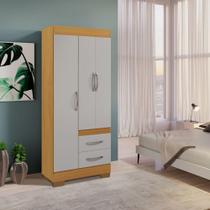 Guarda-Roupa Solteiro 3 Portas 2 Gavetas Peroba/Off White RP152 Rei Móveis Guarda-Roupa Solteiro 3 Portas 2 Gavetas Peroba/Off White RP152 Rei Móveis