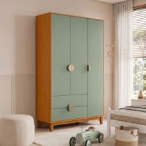 Guarda Roupa Solteiro 3 Portas 2 Gavetas Pés Retrô Abruzzo A04 Cinamomo Sálvia - Lyam Decor Guarda Roupa Solteiro 3 Portas 2 Gavetas Pés Retrô Abruzzo A04 Cinamomo Sálvia - Lyam Decor