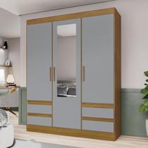 Guarda Roupa Solteiro 3 Portas 3 Gavetas Carson Plus Espresso Móveis Cinza/Nature