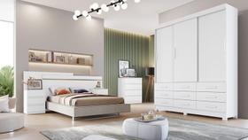 Guarda Roupa Solteiro 3 Portas 9 Gavetas - Buriti-Branco - Móveis Novo Horizonte