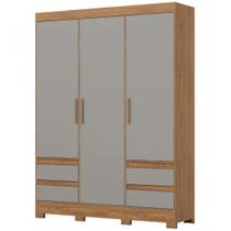 Guarda-Roupa Solteiro 3 Portas Bater 4 Gavetas MDP MDF Henn B55 Roupeiro