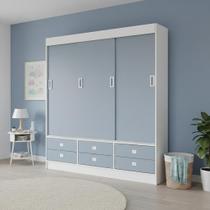 Guarda-Roupa Solteiro 3 Portas de Correr 6 Gavetas