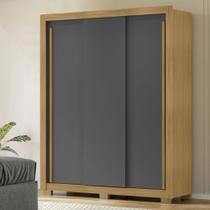 Guarda Roupa Solteiro 3 Portas e 2 Gavetas Carvalho/Grafite FLEX