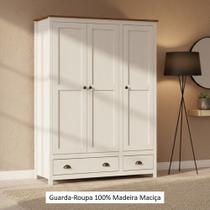 Guarda Roupa Solteiro 3 Portas e 2 Gavetas em Madeira Maciça - Linha Topázio - Finestra Móveis