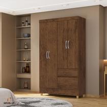 Guarda Roupa Solteiro 4 Portas 1 metro Ideal Plus Com Cabideiro e Prateleiras Internas VLR Móveis