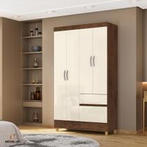 Guarda Roupa Solteiro 4 Portas 1 metro Ideal Plus Com Cabideiro e Prateleiras Internas VLR Móveis Guarda Roupa Solteiro 4 Portas 1 metro Ideal Plus Com Cabideiro e Prateleiras Internas VLR Móveis