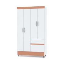 Guarda Roupa Solteiro 4 Portas 102 cm Rio Plus Branco/Camarim - Pallazio Guarda Roupa Solteiro 4 Portas 102 cm Rio Plus Branco/Camarim - Pallazio