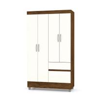 Guarda Roupa Solteiro 4 Portas 102 cm Rio Plus Imbuia/Champanhe - Pallazio