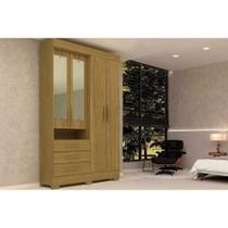 Guarda Roupa Solteiro 4 Portas (2 c/ Espelho) e 3 Gavetas Débora Cinamomo - ACP Guarda Roupa Solteiro 4 Portas (2 c/ Espelho) e 3 Gavetas Débora Cinamomo - ACP