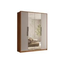 Guarda Roupa Solteiro 4 Portas (2 c/ Espelhos) e 3 Gavetas Attore Nogueira/Nude - Demóbile Guarda Roupa Solteiro 4 Portas (2 c/ Espelhos) e 3 Gavetas Attore Nogueira/Nude - Demóbile
