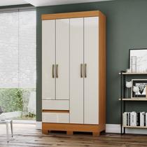Guarda-Roupa Solteiro 4 Portas 2 Gavetas BS02 Off White/Cinamomo