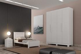 Guarda Roupa Solteiro 4 Portas 2 Gavetas - Canadá-Branco - Leifer Móveis