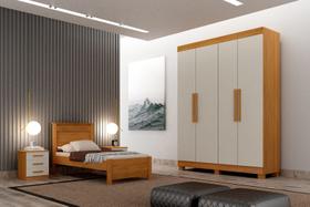 Guarda Roupa Solteiro 4 Portas 2 Gavetas - Canadá-Cinamomo/Off White - Leifer Móveis