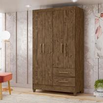 Guarda Roupa Solteiro 4 portas 2 gavetas Castanho Wood Chile - Moval