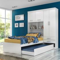 Guarda Roupa Solteiro 4 Portas 2 Gavetas com Bicama Milena ACP Móveis Guarda Roupa Solteiro 4 Portas 2 Gavetas com Bicama Milena ACP Móveis