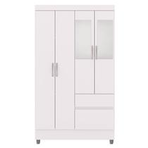 Guarda-Roupa Solteiro 4 Portas 2 Gavetas com Espelho Ideval Branco/Camarim Guarda-Roupa Solteiro 4 Portas 2 Gavetas com Espelho Ideval Branco/Camarim