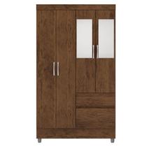 Guarda-Roupa Solteiro 4 Portas 2 Gavetas com Espelho Ideval Imbuia Rústico Guarda-Roupa Solteiro 4 Portas 2 Gavetas com Espelho Ideval Imbuia Rústico