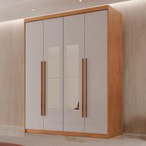 Guarda Roupa Solteiro 4 Portas 2 Gavetas com Espelho MDF Veracruz Off White/Marromle Guarda Roupa Solteiro 4 Portas 2 Gavetas com Espelho MDF Veracruz Off White/Marromle