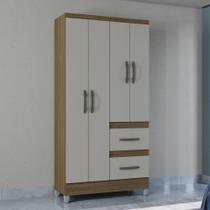 Guarda Roupa Solteiro 4 Portas 2 Gavetas com Pés Capri Poquema