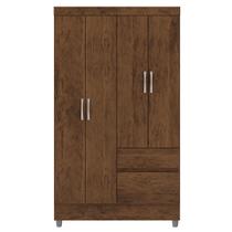 Guarda-Roupa Solteiro 4 Portas 2 Gavetas com Pés Ideval Imbuia Rústico