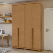 Guarda Roupa Solteiro 4 Portas 2 Gavetas com Pés MDF Alonzo 153.5cm Marrom Amêndoa Clean Guarda Roupa Solteiro 4 Portas 2 Gavetas com Pés MDF Alonzo 153.5cm Marrom Amêndoa Clean