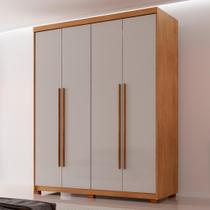 Guarda Roupa Solteiro 4 Portas 2 Gavetas com Pés MDF Veracruz Off White/Marromle Guarda Roupa Solteiro 4 Portas 2 Gavetas com Pés MDF Veracruz Off White/Marromle