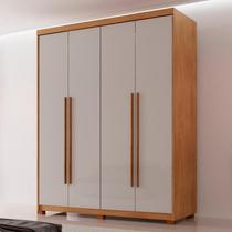 Guarda Roupa Solteiro 4 Portas 2 Gavetas com Pés MDF Veracruz Off White/Marromle Guarda Roupa Solteiro 4 Portas 2 Gavetas com Pés MDF Veracruz Off White/Marromle