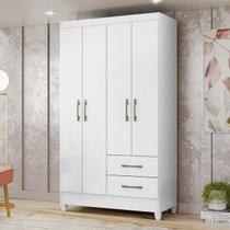 Guarda-Roupa Solteiro 4 Portas 2 Gavetas e Pés Chile