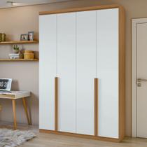 Guarda Roupa Solteiro 4 Portas 2 Gavetas MDF Alonzo 153.5cm Marrom Amêndoa Clean/Branco Guarda Roupa Solteiro 4 Portas 2 Gavetas MDF Alonzo 153.5cm Marrom Amêndoa Clean/Branco