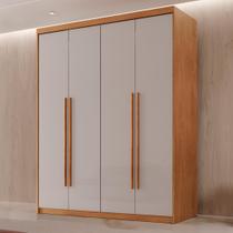 Guarda Roupa Solteiro 4 Portas 2 Gavetas MDF Veracruz Off White/Marromle