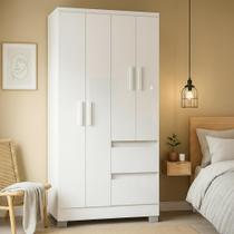 Guarda Roupa Solteiro 4 Portas 2 Gavetas Nápoles Poquema