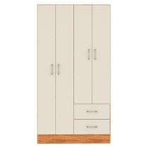 Guarda Roupa Solteiro 4 Portas 2 Gavetas Panama 170cm RP4020 Cor Cinamomo/Off White - Fellicci Móveis
