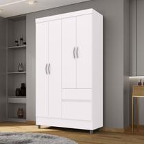 Guarda-Roupa Solteiro 4 Portas 2 Gavetas Panama Branco