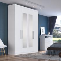 Guarda-roupa Solteiro 4 Portas 2 Gavetas Paris com Espelho Guarda-roupa Solteiro 4 Portas 2 Gavetas Paris com Espelho