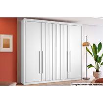 Guarda Roupa Solteiro 4 Portas 2 Ripadas e 4 Gavetas Grécia Branco - Conquista