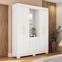 Guarda-Roupa Solteiro 4 Portas 3 Gavetas Capelinha com Espelho 164cm Espresso Móveis Branco Guarda-Roupa Solteiro 4 Portas 3 Gavetas Capelinha com Espelho 164cm Espresso Móveis Branco