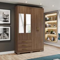 Guarda-roupa Solteiro 4 Portas 3 Gavetas com Espelho Caju Guarda-roupa Solteiro 4 Portas 3 Gavetas com Espelho Caju