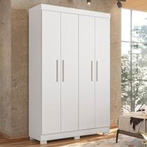 Guarda Roupa Solteiro 4 Portas 3 Gavetas Flórida 100% MDF Branco