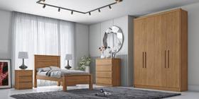 Guarda Roupa Solteiro 4 Portas 3 Gavetas - Moderni -Cumaru - Móveis Novo Horizonte Guarda Roupa Solteiro 4 Portas 3 Gavetas - Moderni -Cumaru - Móveis Novo Horizonte