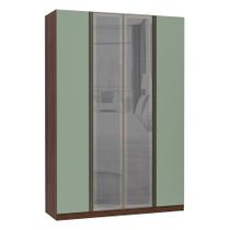 Guarda Roupa Solteiro 4 Portas 3 Gavetas Prime Plus Alumínio com Vidro Reflecta 1,59 cm Luciane Móveis