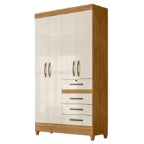 Guarda Roupa Solteiro 4 Portas 4 Gavetas 110cm Cabral M07 Freijó/Off White - Mpozenato