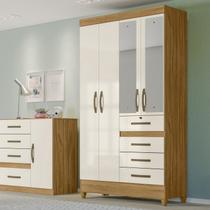 Guarda-Roupa Solteiro 4 Portas 4 Gavetas e 1 com Chave 2 Espelhos e Pés Sobral Guarda-Roupa Solteiro 4 Portas 4 Gavetas e 1 com Chave 2 Espelhos e Pés Sobral